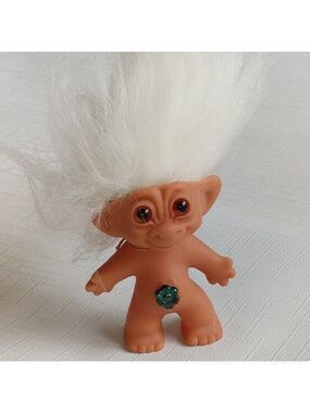 Vintage UNEEDA WISHNIK TROLL Doll 3" - DOUBLE HORSESHOE White Hair 1960s
